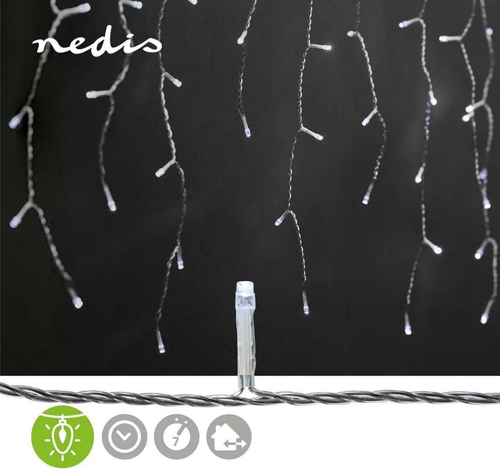 Actual product image Nedis Decorative icicle lights | 360 LED's | Cold white | 9 m | Light effects: 7 | Mains power supply (14 m)