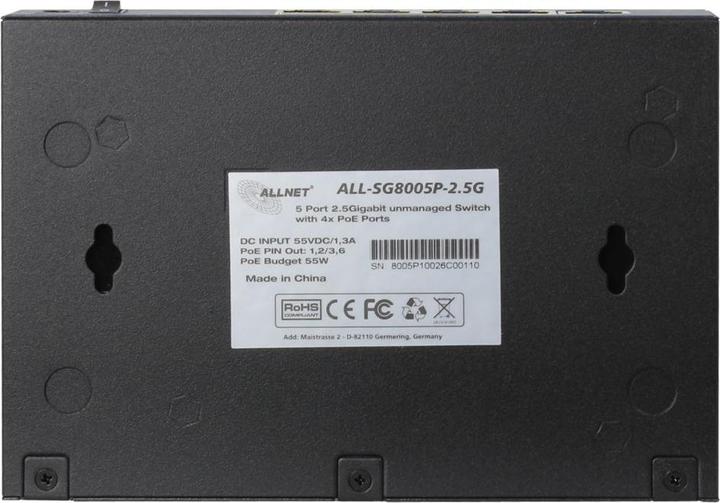 Produktbild Allnet Switch unmanaged 5 Port 2.5GBit / 5x PoE / 1x LAN | Lüfterlos / "ALL-SG8005P-2.5G" (5 Ports)
