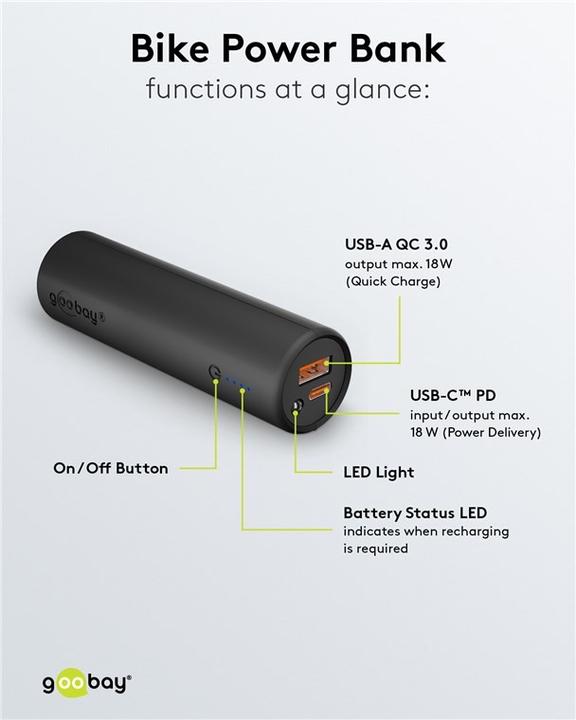 Actual product image Goobay Bike power bank ideal for mounting on the frame (5000 mAh)