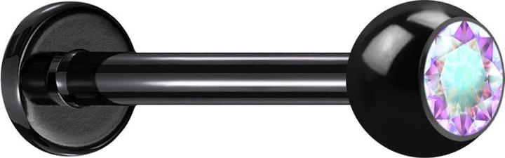 Produktbild Star Piercing Micro Labret schwarz mit Kugel und Kristall multicolor (ohne Messing, Titan G23)
