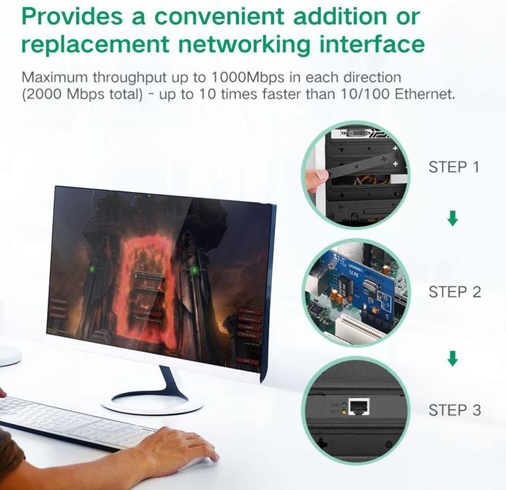 Produktbild Ugreen Adapter sieciowy PCI Express US230, Gigabit 10/100/1000Mbps (Mini PCI Express)