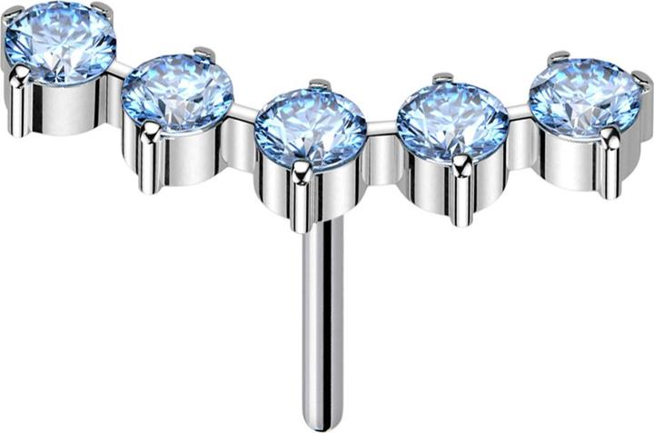 Immagine prodotto Star Piercing Threadless argento curvo cinque cristalli rotondi acqua (senza ottone, Titanio G23)