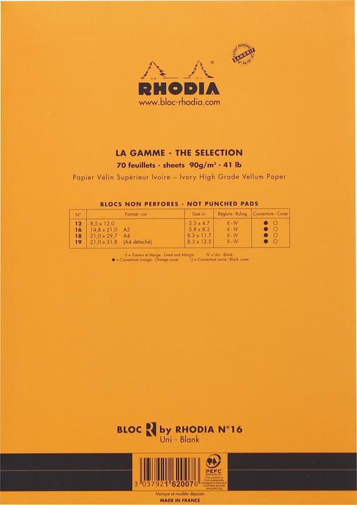 Produktbild Rhodia Schreibblock (A5, Blanko, Harter Einband)