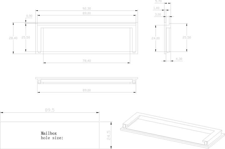 Image du produit Wiltec Plaque de couverture du porte-nom de la boîte aux lettres 89x25 mm Plaque de rechange 82,5x21,5 mm