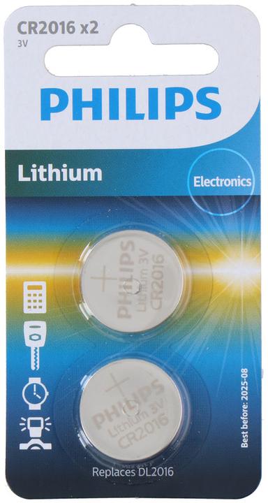 Produktbild Philips Knopfzelle Knopfzelle Lithium CR2016 2 Stück (2 Stk., CR2016, 75 mAh)