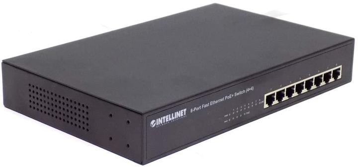 Actual product image Intellinet 8-Port Fast Ethernet PoE+ Switch 4 x PoE IEEE 802.3at/af Power-over-Ethernet Ports 4 x Standard R... (8 ports)