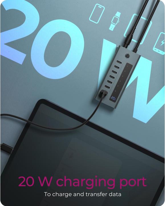 Actual product image Icy Box IB-HUB1457-C31 (USB-C, 7 Ports)
