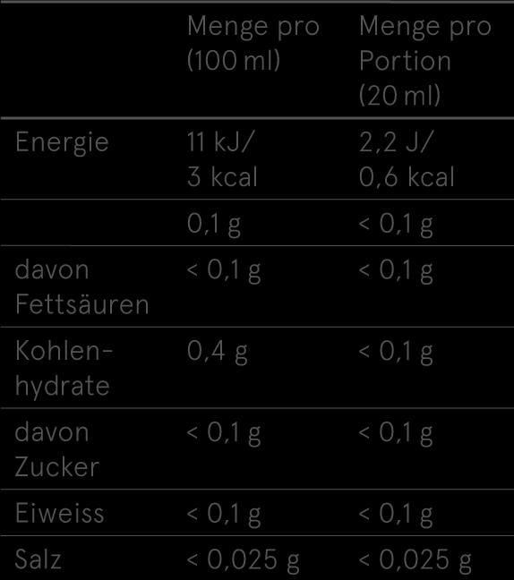 Nährwerte und Zutaten Viterba Intestinum Kräutershots gesunde Verdauung Monatspack 3x (10 Stück, Shot, 1048 g)