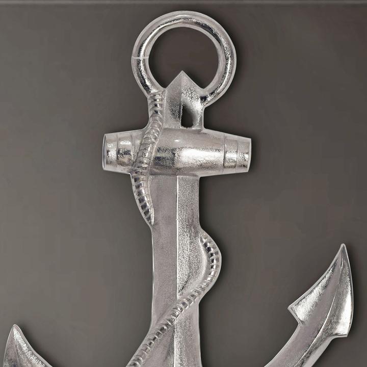Produktbild FineBuy Deko Anker Wanddeko 70 cm Silber XXL Maritim Aluminium Modern Wohndeko