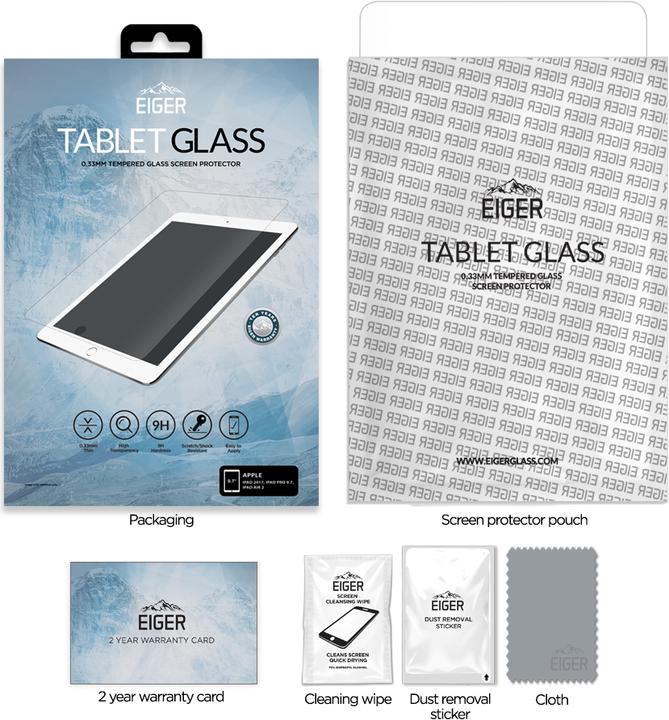 Immagine prodotto Eiger Mountain Glass Clear Tablet (1 Pezzo/i, IPad 9.7 (2018), IPad 9.7 (2017), iPad Air 2, iPad Air)