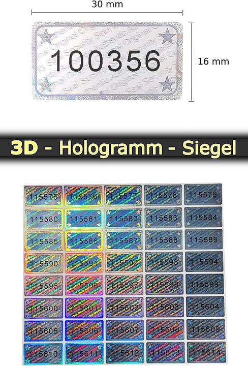 Produktbild Atairs 3D Hologramm-Siegel mit Seriennummer