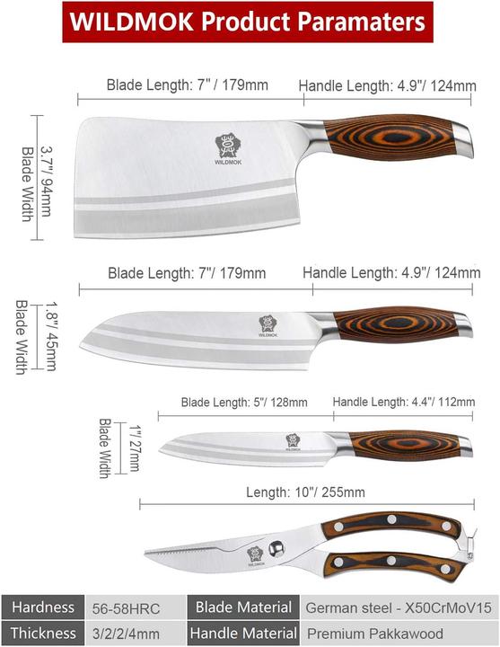 Produktbild Wildmok YLJ-SGT-4JT Küchenmesserset (17.90 cm)