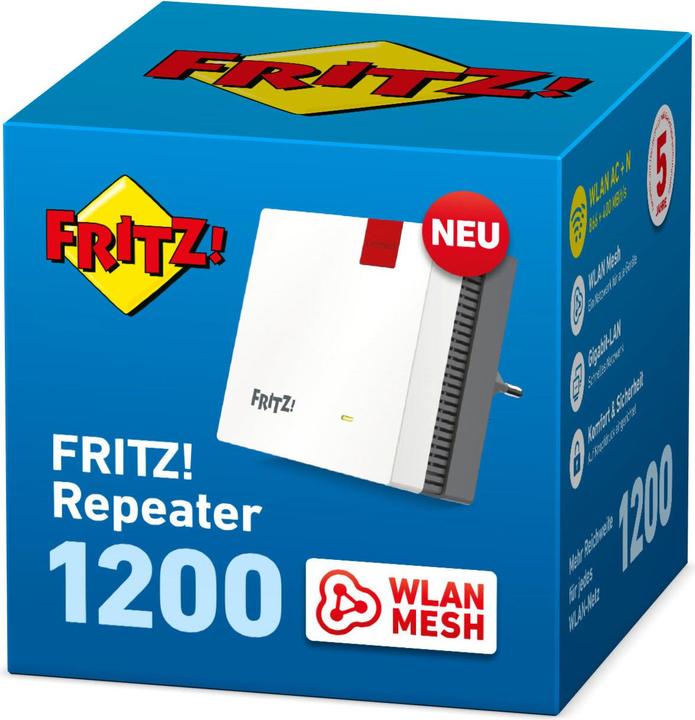 Immagine prodotto AVM FRITZ! ripetitore 1200 WLAN mesh (866 Mbit/s, 400 Mbit/s)