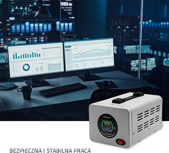 Actual product image Qoltec 50724 Automatyczny stabilizator napięcia AVR 2000VA (2000 VA, 1600 W)