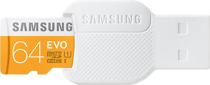 Actual product image Samsung EVO microSDXC with adapter (64 GB, microSDXC, U1, UHS-I)