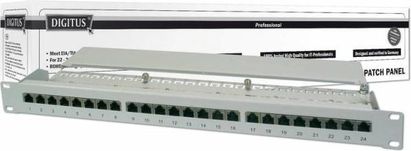 Produktbild Digitus CAT 6 Klasse E Patch Panel geschirmt 16-Port RJ45 8P8C LSA 1HE Rack Mount Farbe Grau RAL 7035