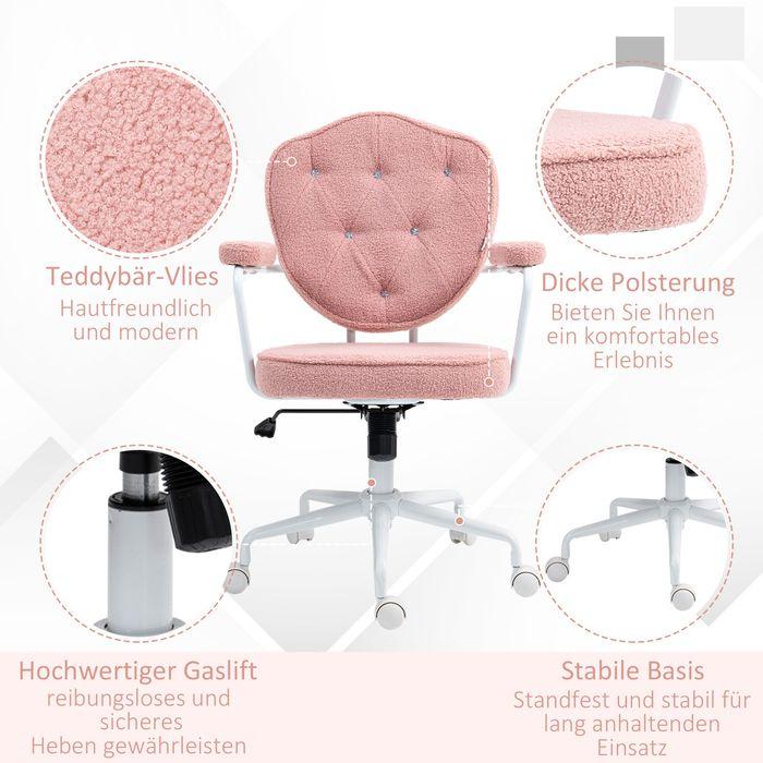 Actual product image Swisshandel24 Bürostuhl, Ergonomisch Schreibtischstuhl mit Wippfunktion, Drehbar, Rosa