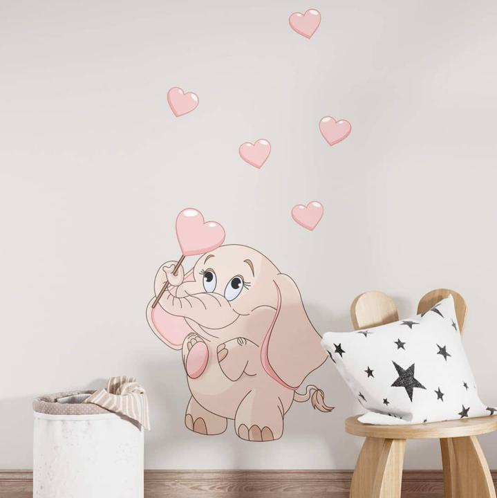 Image du produit Trenddeko Bébé éléphant avec des coeurs (90 x 120 cm)