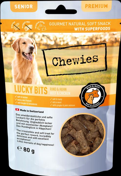 Produktbild Chewies Lucky Bits Rind & Huhn Senior 80g (Adult, 8 Stk., 80 g)