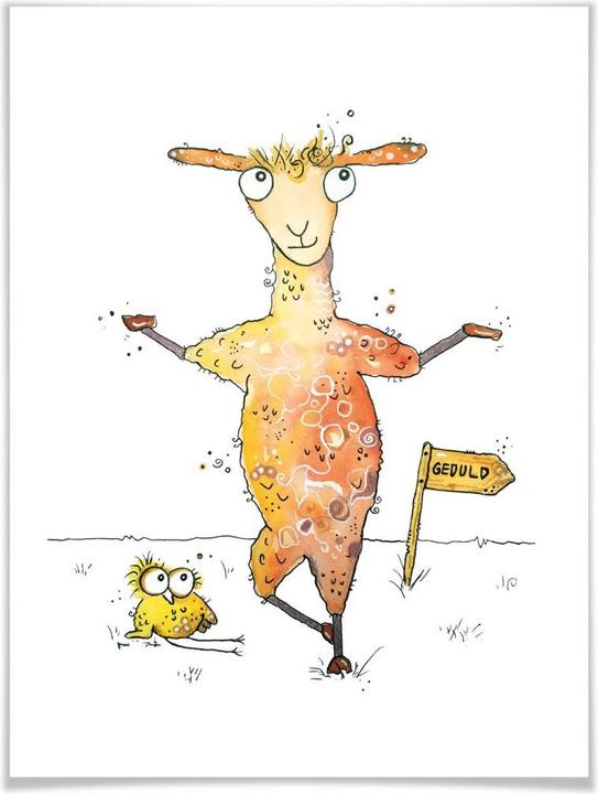 Actual product image Trenddeko Llama and bird (24 x 30 cm)