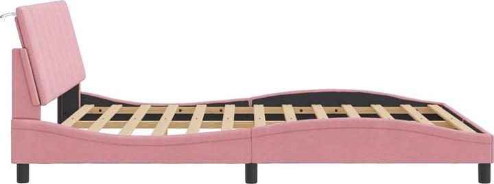 Produktbild VidaXL Bettgestell mit LED Polsterbett Bett Doppelbett Rosa 160x200cm Samt (160 x 200 cm)