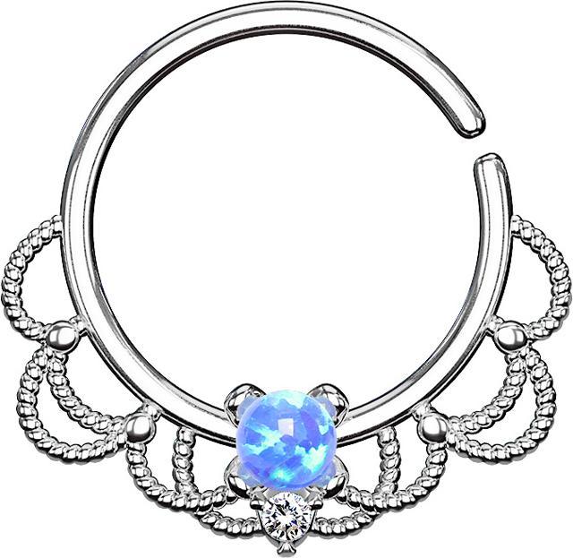 Actual product image Star Piercing Septum ring silver filigree with opal blue (Brass)