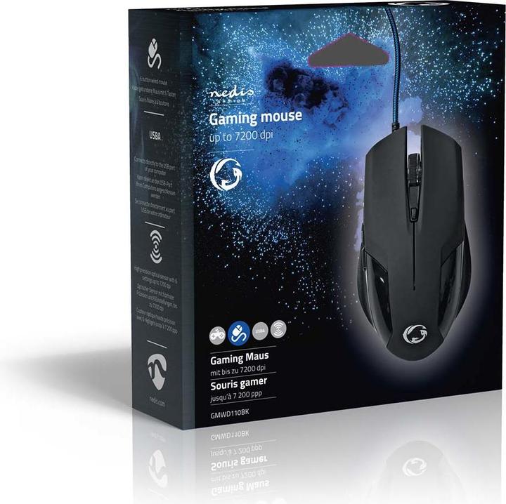 Produktbild Nedis Gaming Mouse | Verdrahtet | 1200 / 2400 / 4800 / 7200 dpi | Einstellbar DPI | Anzahl Knöpfe: 6 (Kabelgebunden)