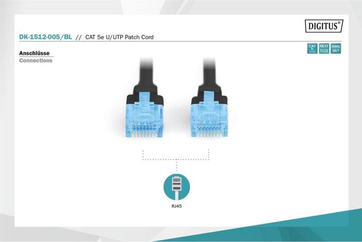 Actual product image Digitus Network cable (U/UTP, CAT5e, 0.50 m)