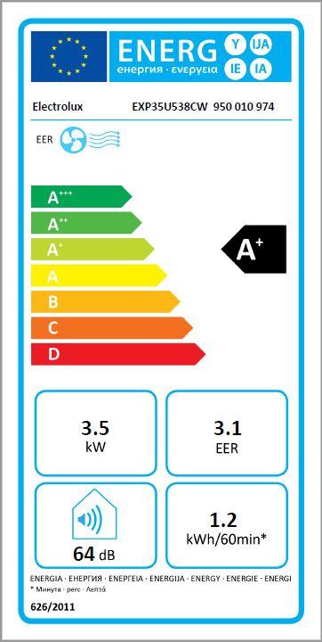 Energy Label Electrolux Chill Flex Pro (50 m², 12800 BTU/h)