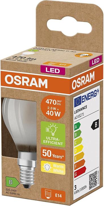 Actual product image Osram OSR LEDFil Drop Ultra 2.5W (E14, 2.50 W, 470 lm, 1 x, B)