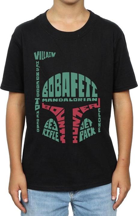 Actual product image Star Wars Boys Boba Fett Text Head T-Shirt (140, 146)