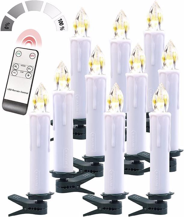Image du produit Lunartec Funk-Weihnachtsbaum-LED-Kerzen mit Fernbedienung (10 x)