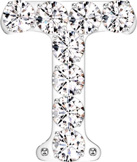 Produktbild Star Piercing Threadless silber mit Kristallen silber Buchstabe T (ohne Messing, Titan G23)