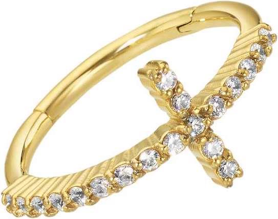 Produktbild Bijouteria Ohrpiercing (Chirurgenstahl 316L, PVD Beschichtung (goldfarbig), Swarovski Zirkonia)