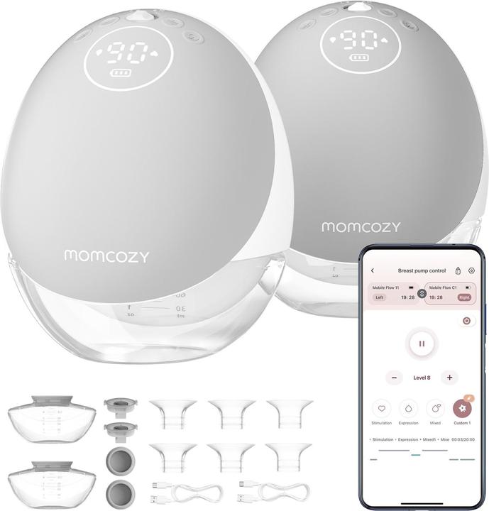 Actual product image Momcozy M9 Hands-Free Breast Pump Grey Double Packs