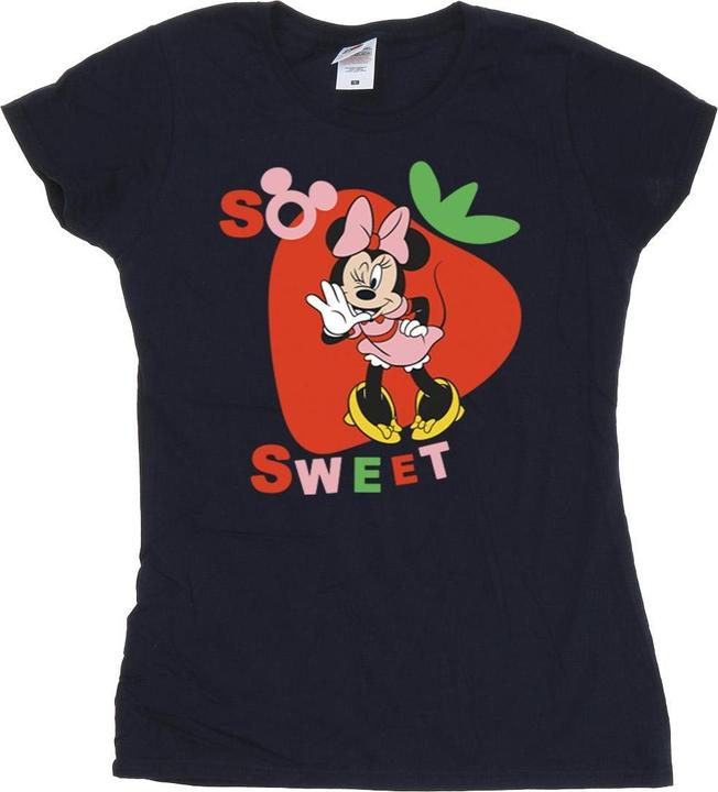 Actual product image Disney Womens/Ladies Minnie Mouse So Sweet Strawberry Cotton T-Shirt (XL)