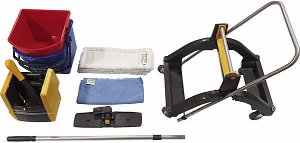 Produktbild Vermop Nasswischwagen AQUVA, mit Deichsel und Teleskopstiel, 2x17-l-Eimer (2 Stk.)