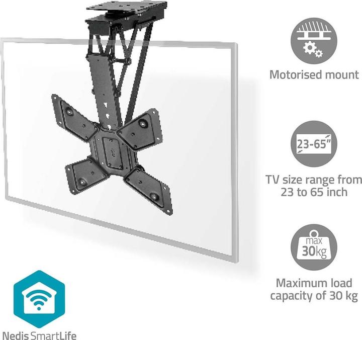 Actual product image Nedis Motorised TV ceiling mount - 23-65" - maximum supported screen weight: 30 kg - dre (Ceiling, 65", 30 kg)
