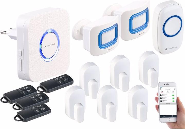 VisorTech Sistema di allarme WLAN da 14 pezzi, compatibile con Alexa