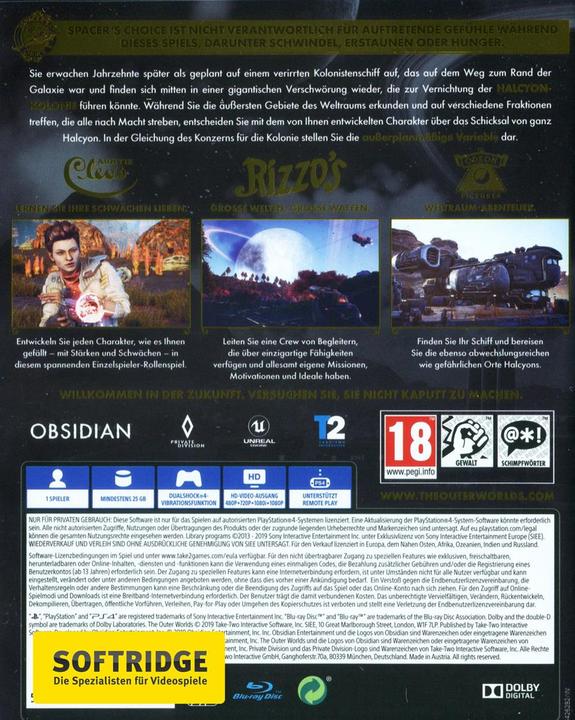 Produktbild Obsidian The Outer Worlds (PS4, EN)