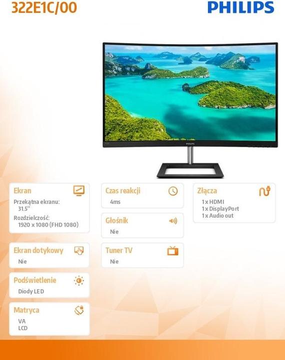 Produktbild Philips 322E1C/00 (1920 x 1080 Pixel, 32")