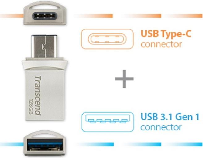 Image du produit Transcend JetFlash 890 (128 Go, USB-A, USB-C)