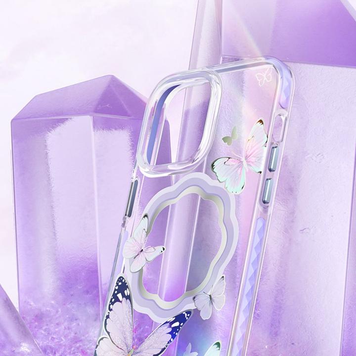 Produktbild Kingxbar Butterfly Series magnetic case for iPhone 14 Pro Max MagSafe case with butterflies blue (Apple iPhone 14 Pro Max)