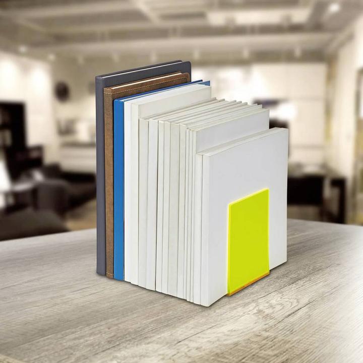 Actual product image Maul Acrylic Bookends Set Neon Blue/Yellow/Pink (10 x 10 x 13 cm)
