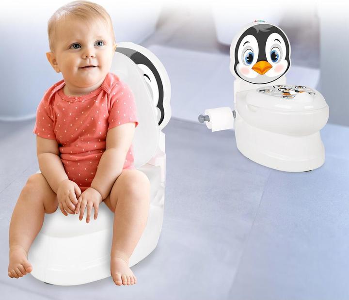 Actual product image Jamara My Little Toilet Penguin with Flushing Sound and Toilet Paper Holder