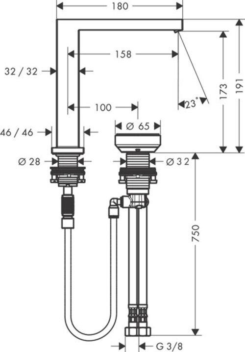 Produktbild hansgrohe Tecturis E Einhebel-Waschtischmischer 150, 2-Loch, Ablaufgarnitur unverschliessbar, Auslad