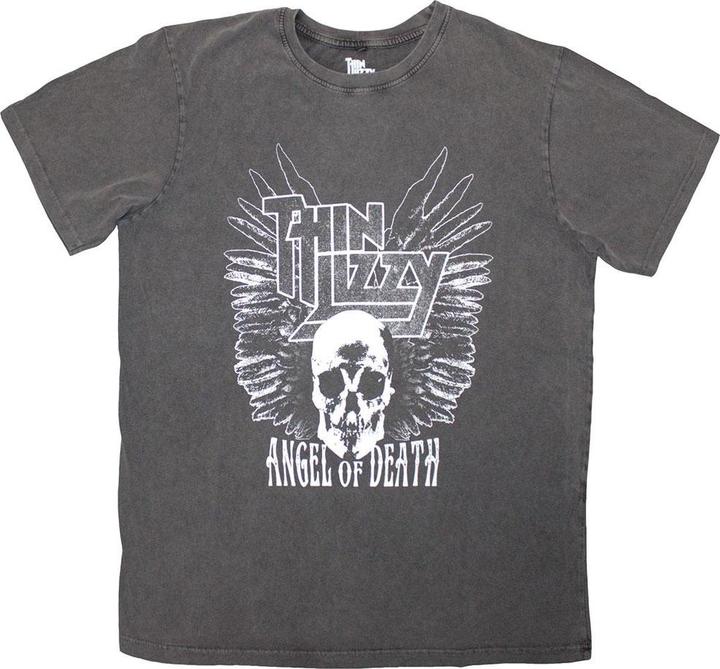 Actual product image Thin Lizzy Unisex Adult Angel of Death Stone Wash T-Shirt (XL)