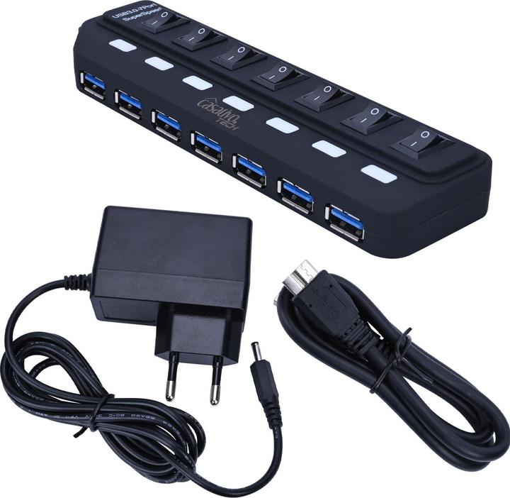 Produktbild Casativo Aktiver USB 3.0 Hub für bis zu 7 Geräte, USB A, einzeln schaltbar (USB-A, 7 Ports)