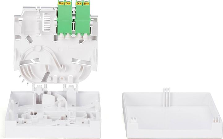 Produktbild Digitus FTTH Gehäuse mit 2x LC (APC) DX Adapter Wand und DIN-Schienenmontage