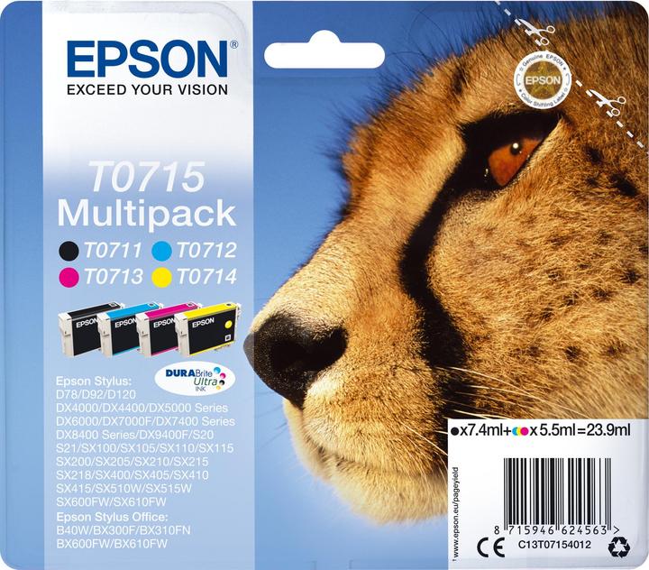 Produktbild Epson INK CARTR DURABRITE 4COLOUR T0715 (M, BK, C, Y)